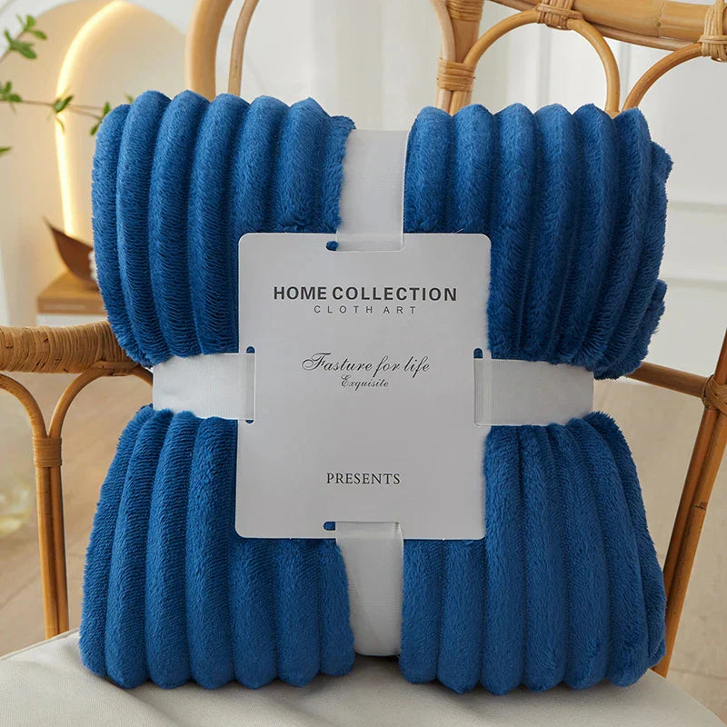 Plush Striped Soft Fleece Throw Blanket
