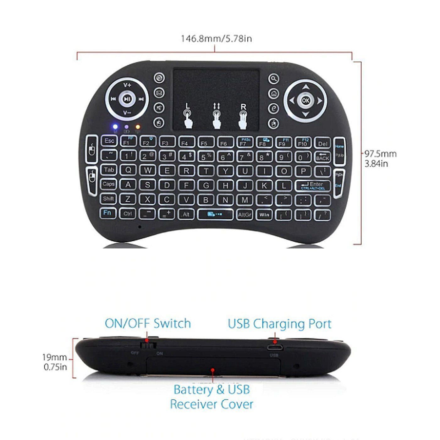 Compact Wireless LED Keyboard
