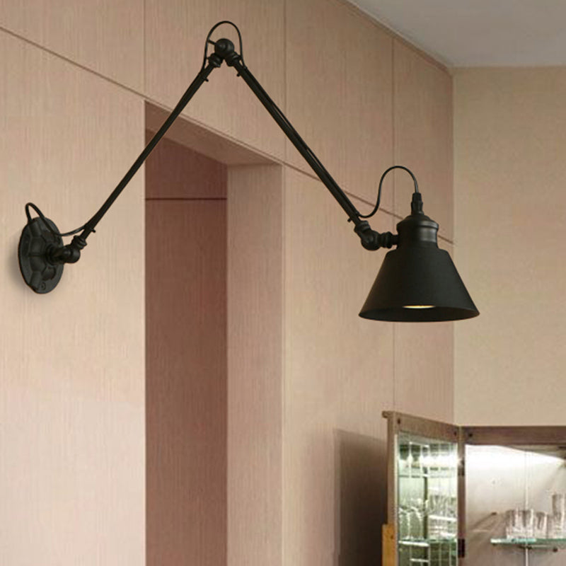 Vintage Metal Swing Arm Wall Lamp for Home Office