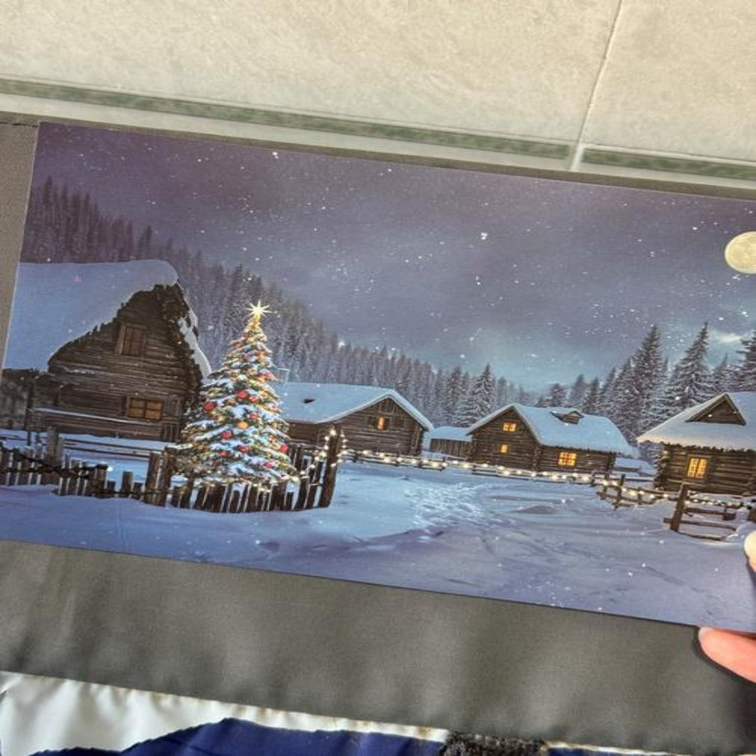 Festive Holiday Village LED Light Postcard