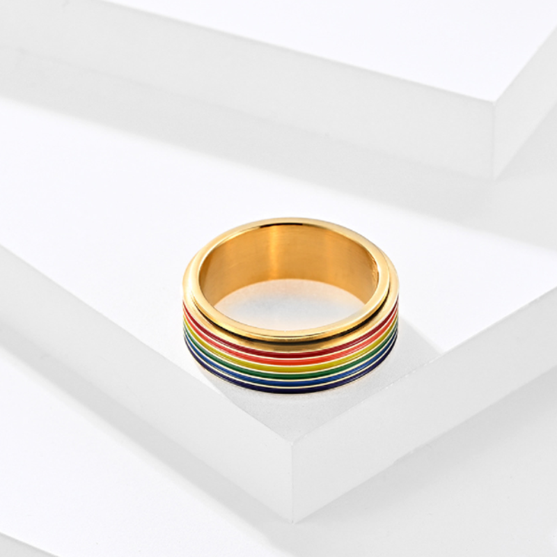 Colorful Metal Rainbow Band Ring