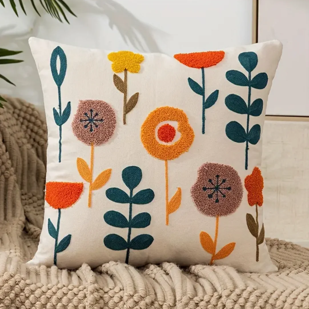 Colorful Flower Pattern Throw Pillow