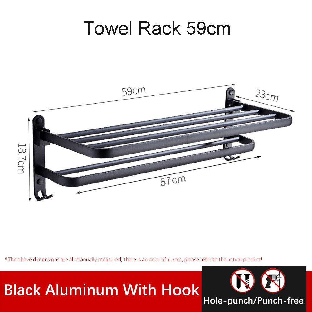 Space Saving Aluminum Folding Towel Rack