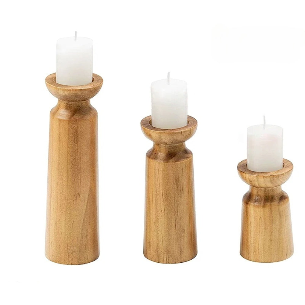 Handcrafted Wooden Pillar Candle Holders