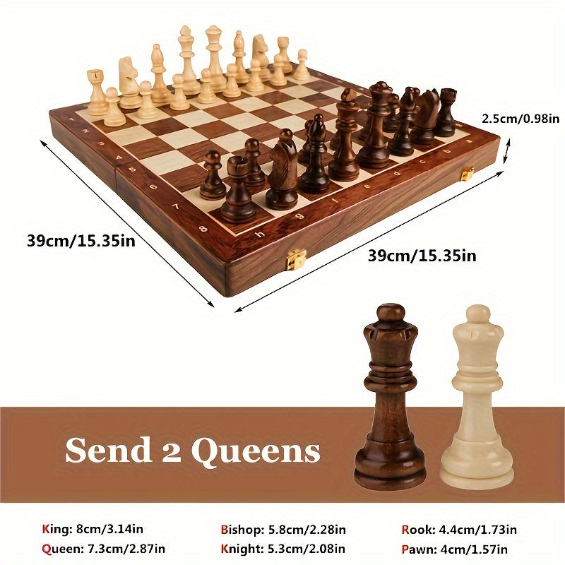 Traditional Wooden Chess Board Set for Home and Travel