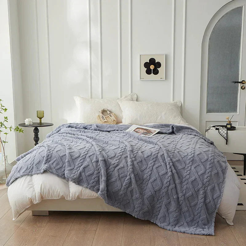 Plush Reversible Wool Throw Blanket