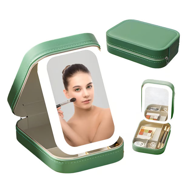 Travel Makeup Case with LED Lighted Mirror