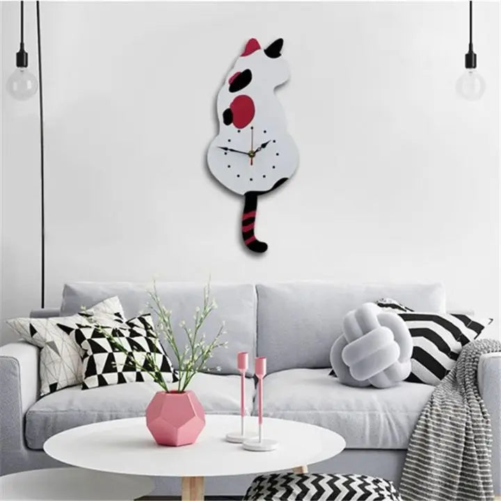 Fun Feline Pendulum Wall Clock
