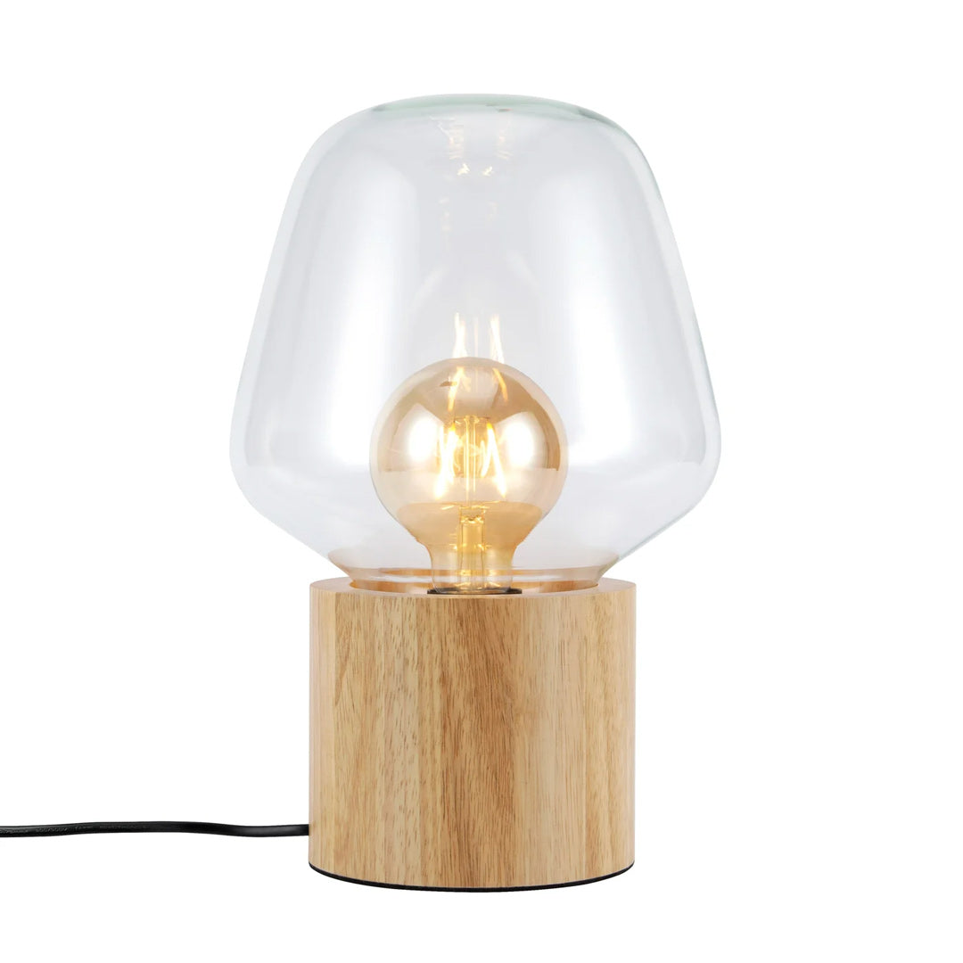 Classic Wood Table Lamp with Glass Shade