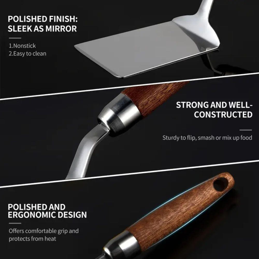 Premium Metal Spatula with Wood Grip
