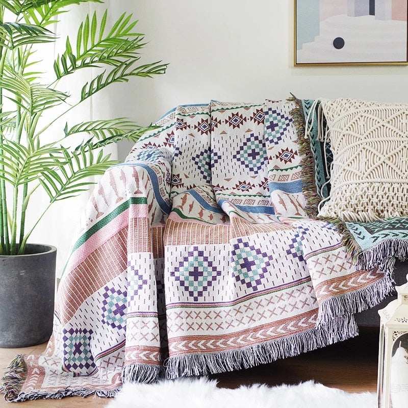 Rustic Orange Throw Sofa Blanket
