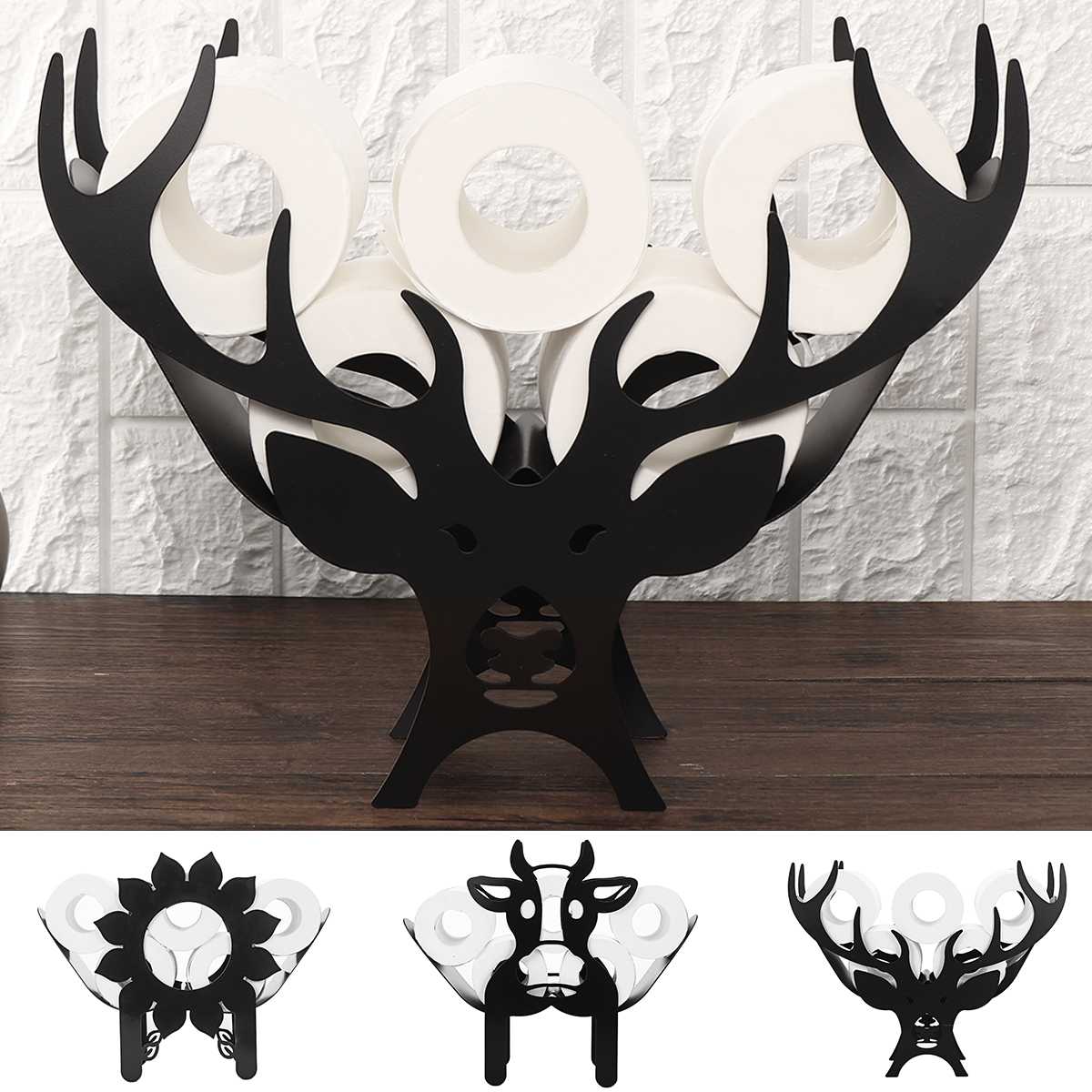 Iron Animal Design Toilet Paper Holder Stand