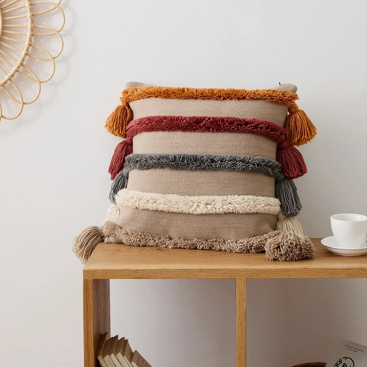 Colorful Striped Velvet Pillow Cover