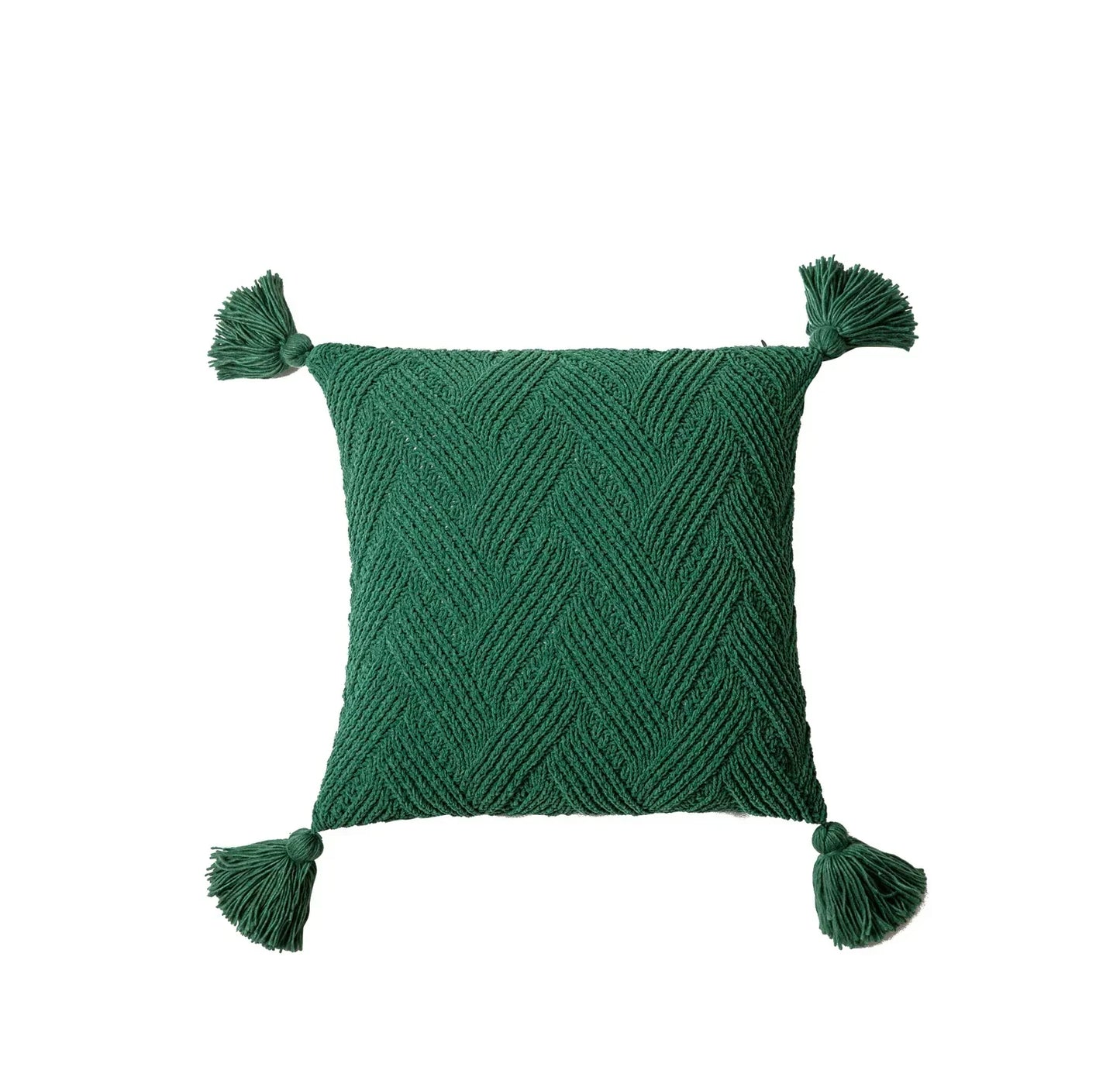 Soft Plush Pillow Cover with Fuzzy Pom Poms