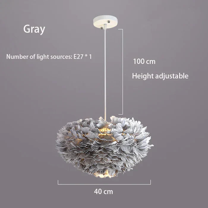 Fluffy White Goose Down Hanging Lamp