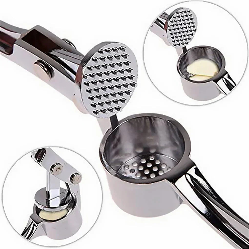 Premium Stainless Steel Garlic Crusher - Strong and Easy