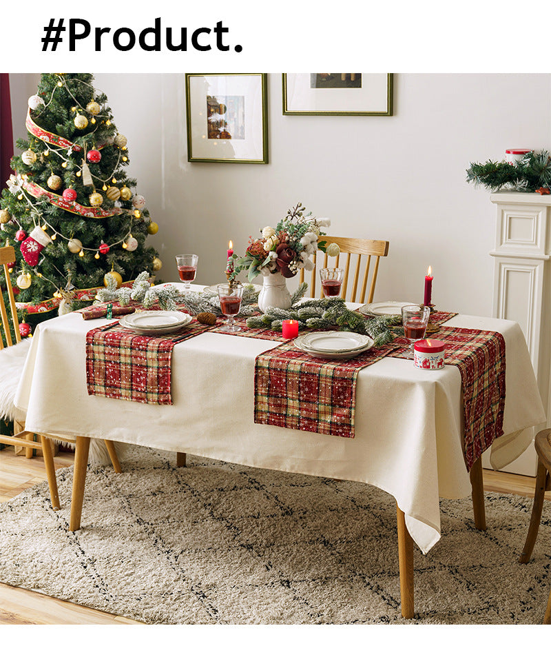 Red Checked Holiday Table Decoration Runner