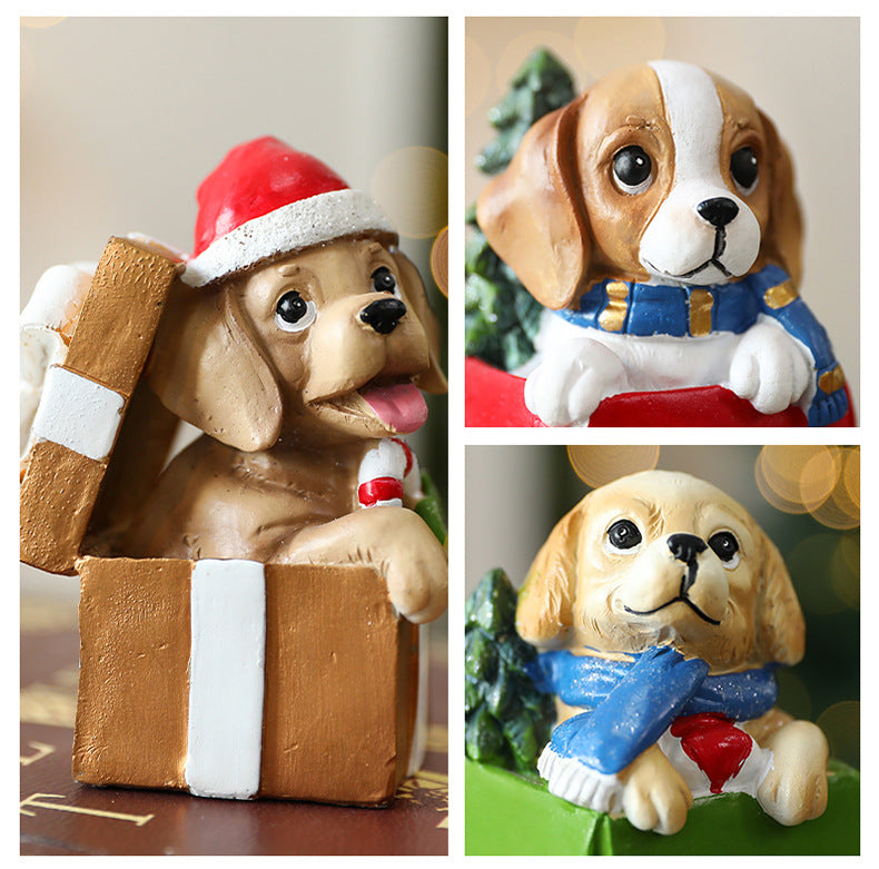 Handmade Resin Dog Holiday Decoration Ornament