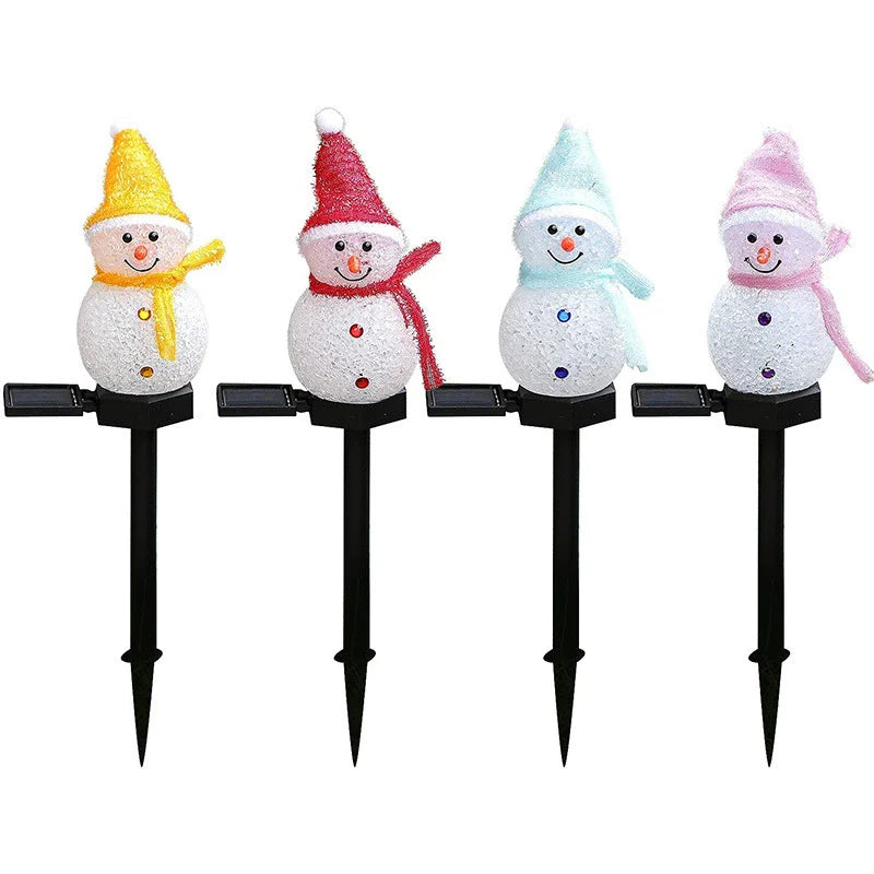 Bright Solar Powered Snowman Yard Decoration
