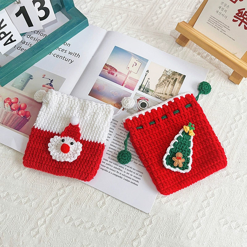 Homemade Knit Holiday Red Gift Sack