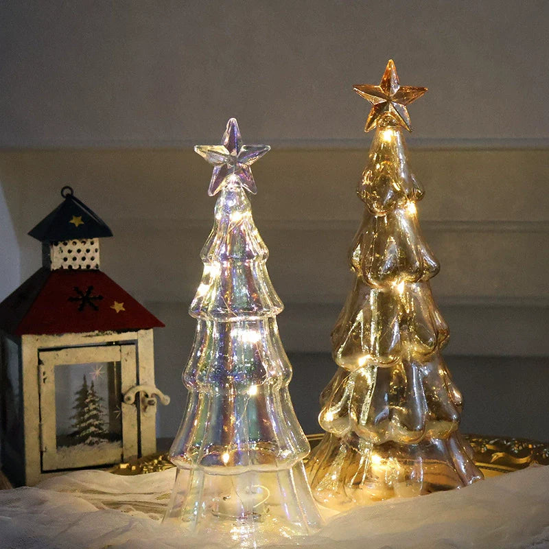Small Sparkling Glass Xmas Tree Decoration