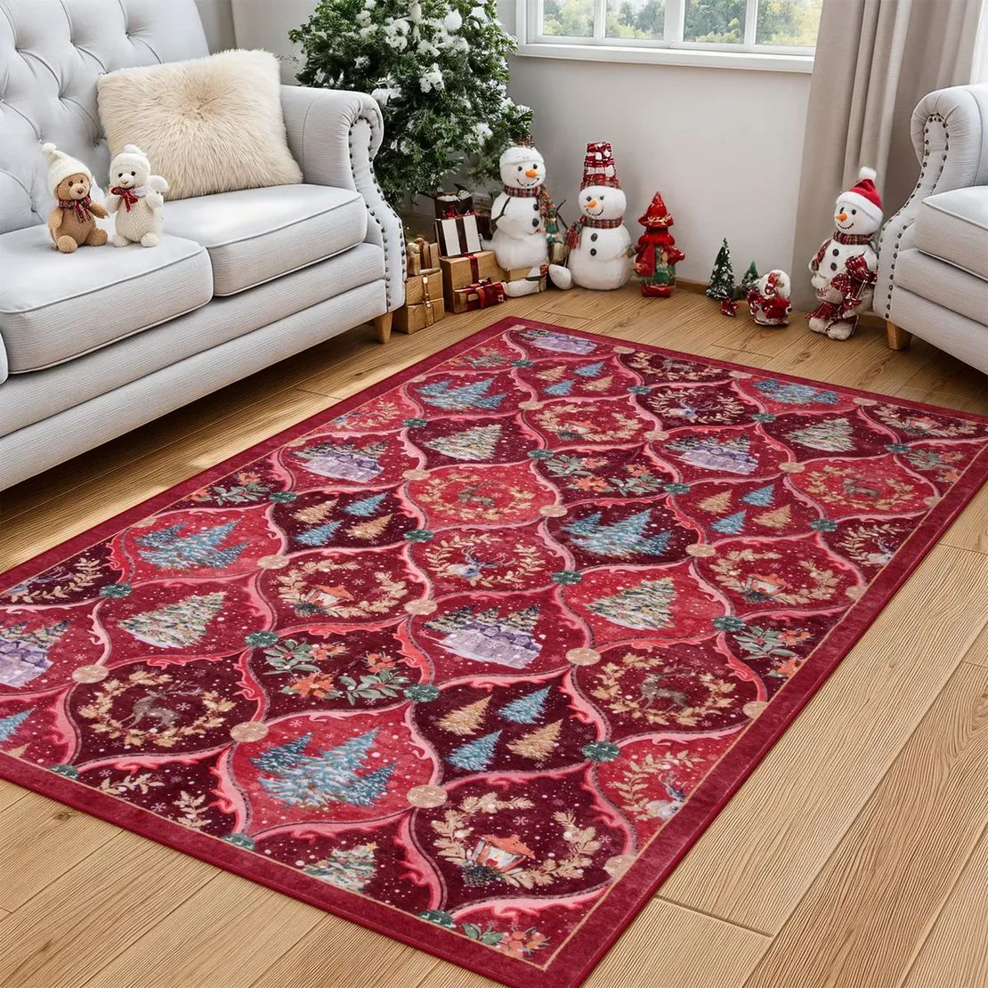 Luxury Christmas Rug - Plush Non-Slip Living Room Mat