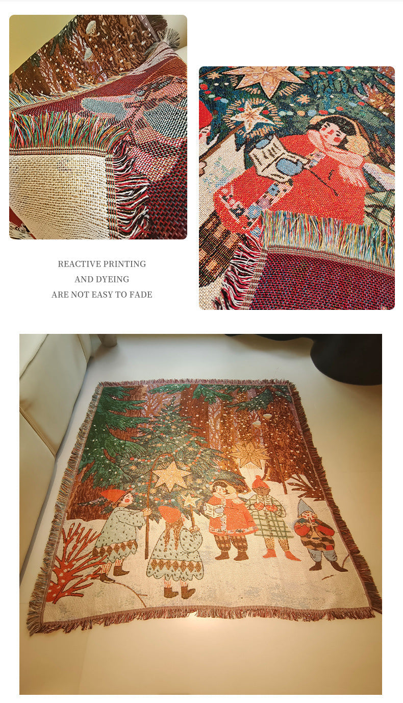 Festive Holiday Sofa Slipcover Throw Blanket