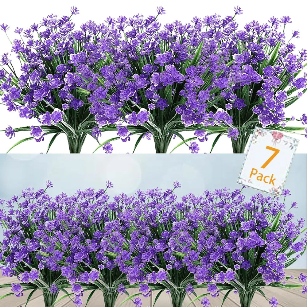 Durable Outdoor Fake Flowers - 7 Pack Realistic Blooms