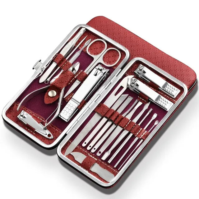 Premium 19-Piece Nail Care Kit Stainless Steel