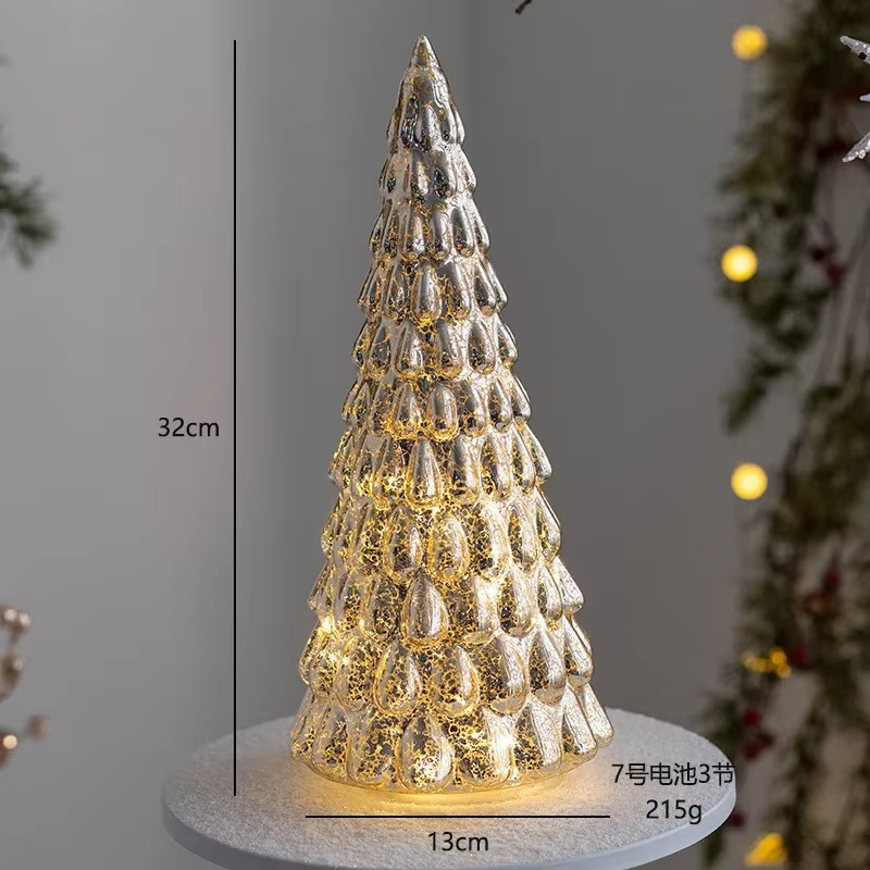 Holiday Frosty Glass Christmas Tree Lamp