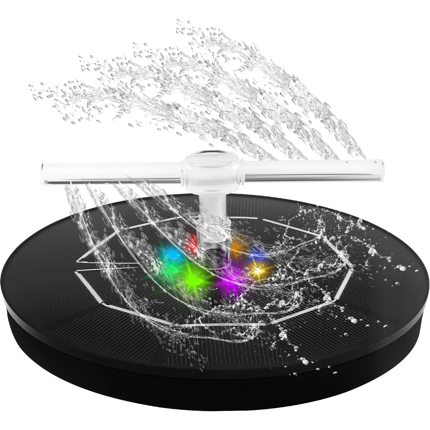 Solar Powered Fountain with LED Lights and 7 Nozzles