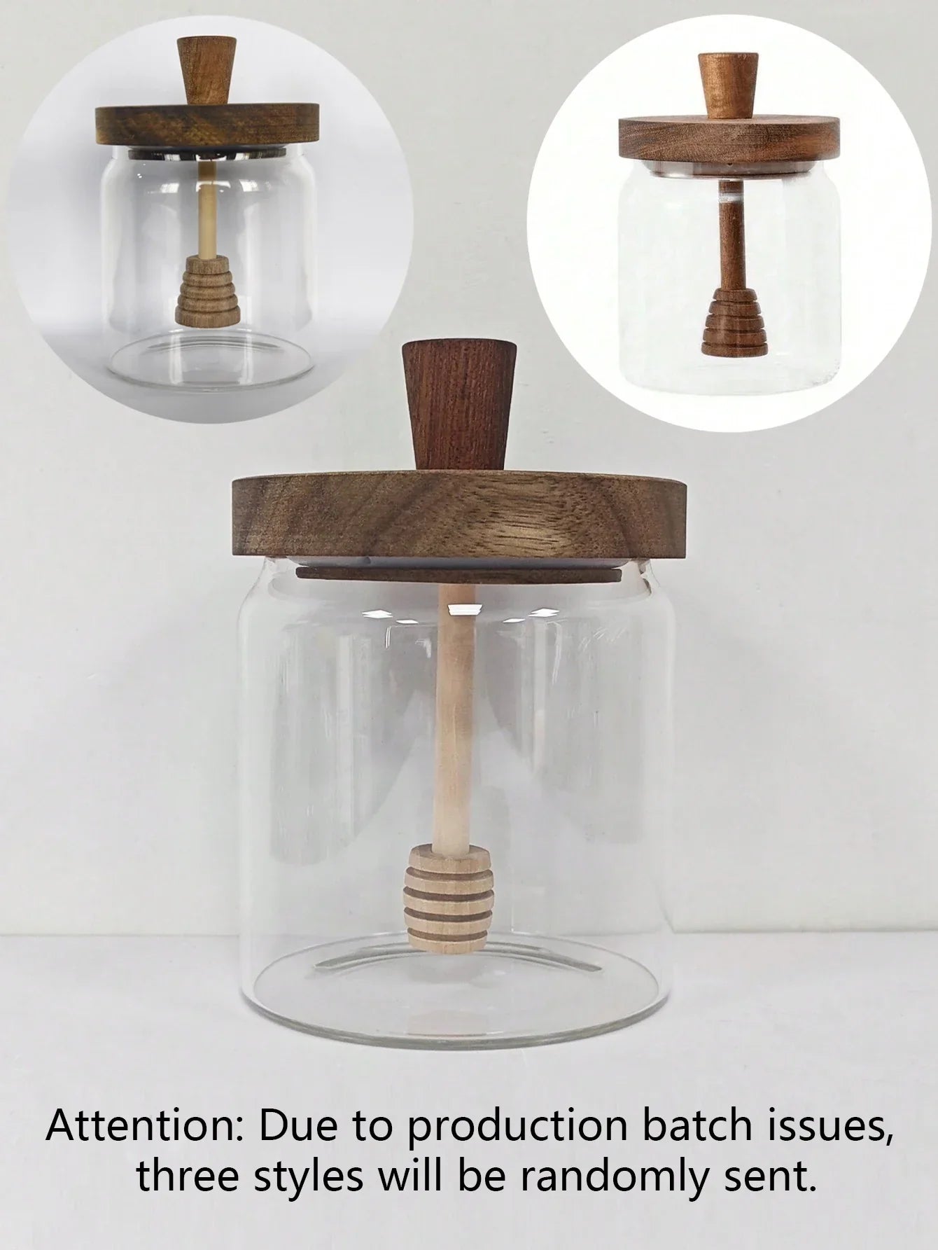 Natural Glass Honey Pot with Wooden Lid