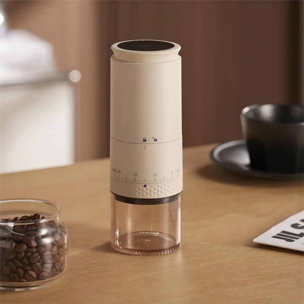 Compact Electric Coffee Mill with Variable Grind Settings