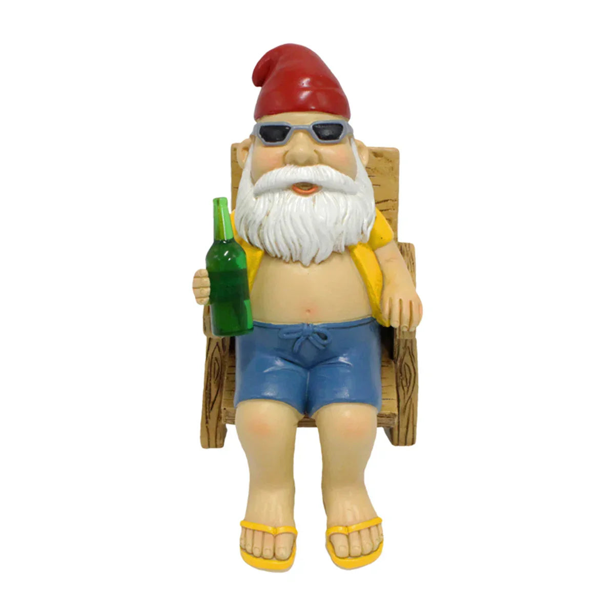 Funny Garden Gnome Figure with Lounge Chair Statue