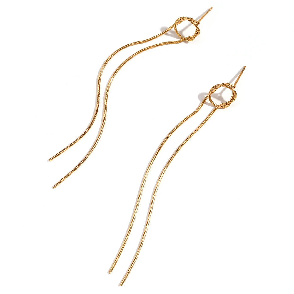 Delicate Gold Circle Drop Earrings