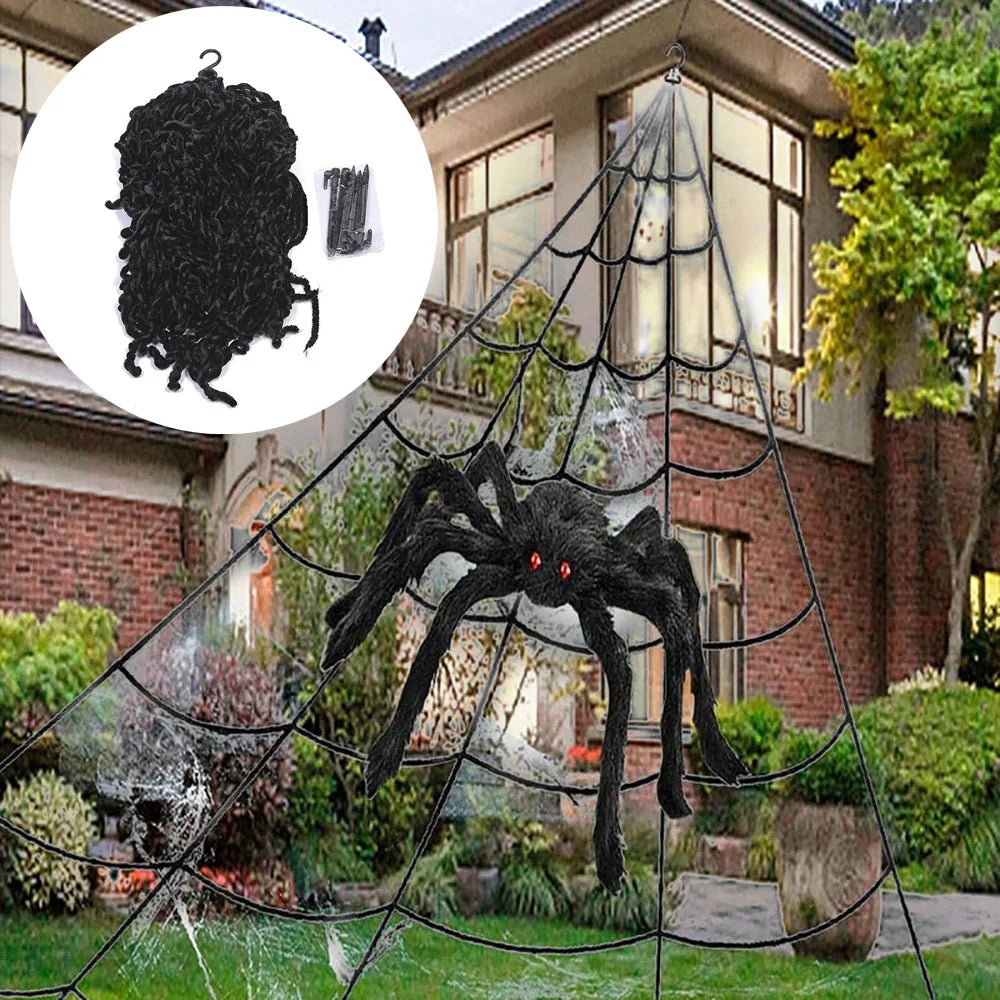 Giant Spider Web Halloween Decor for Home and Garden