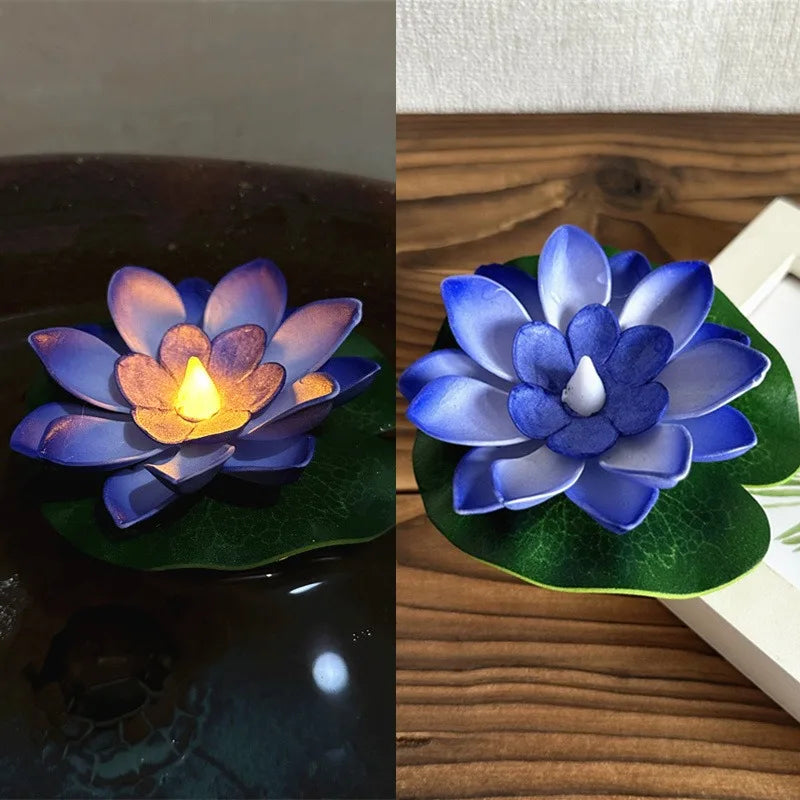 Floating Floral Pond Lamp with LED Sensor Light