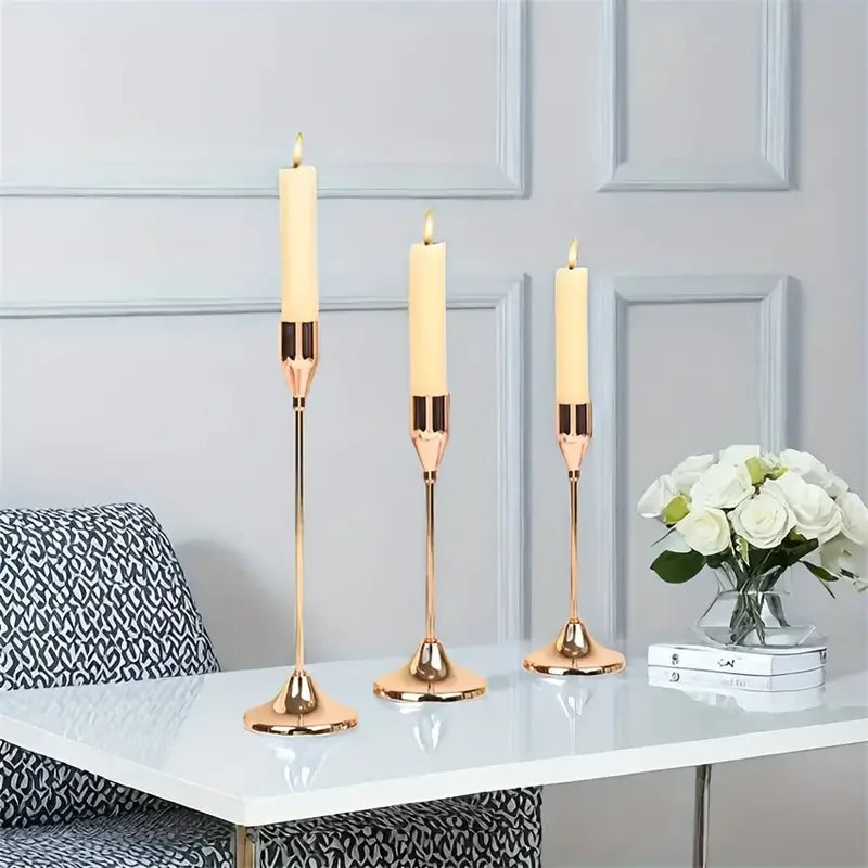 Modern Black Metal Candle Holder Set of 3