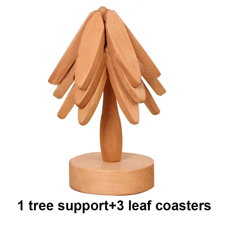 Protective Wood Tree Coaster Set