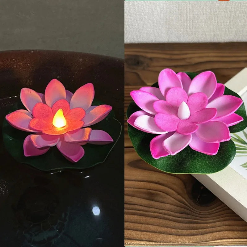 Floating Floral Pond Lamp with LED Sensor Light