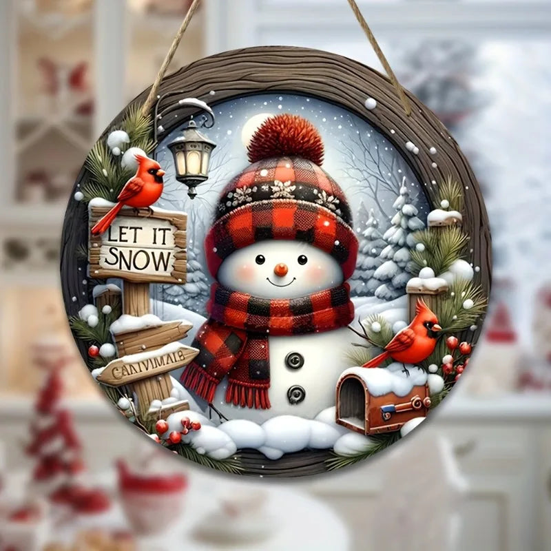 Sparkling Snowman Christmas Wreath Decoration 20cm