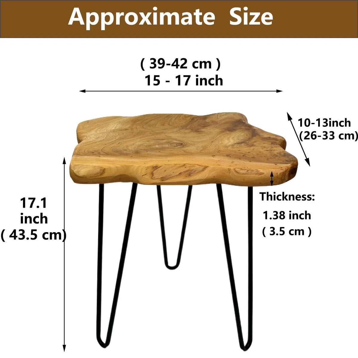Rustic Wood Bedside Table with Live Edge Shelf