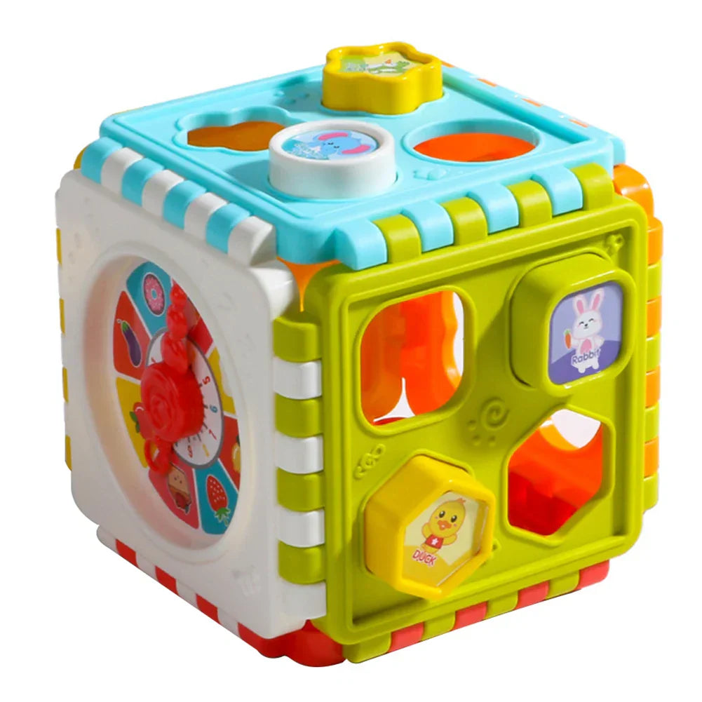 Fun Learning Activity Cube with Shapes and Clock