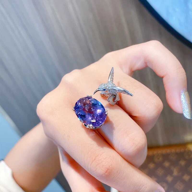 Vibrant Bird Gem Stone Ring