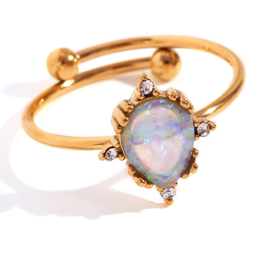 Sparkly Opal Adjustable Statement Rings