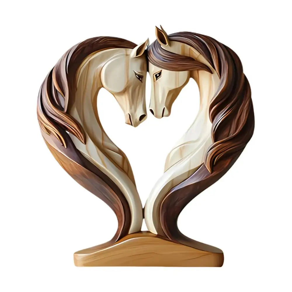 Wooden Horse Figurine Embrace Design Home Decor