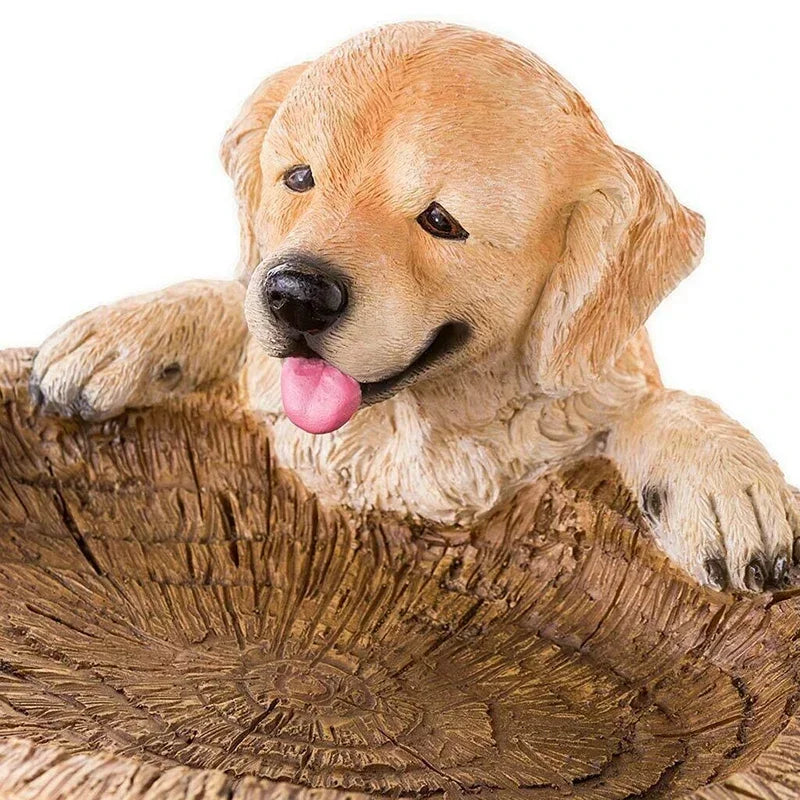 Cute Dog Garden Bird Bath Outdoor Statue