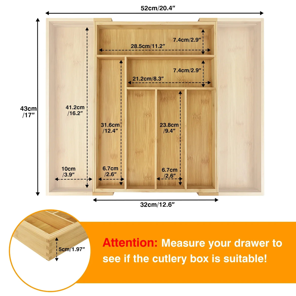 Eco Friendly Bamboo Kitchen Tray Organizer