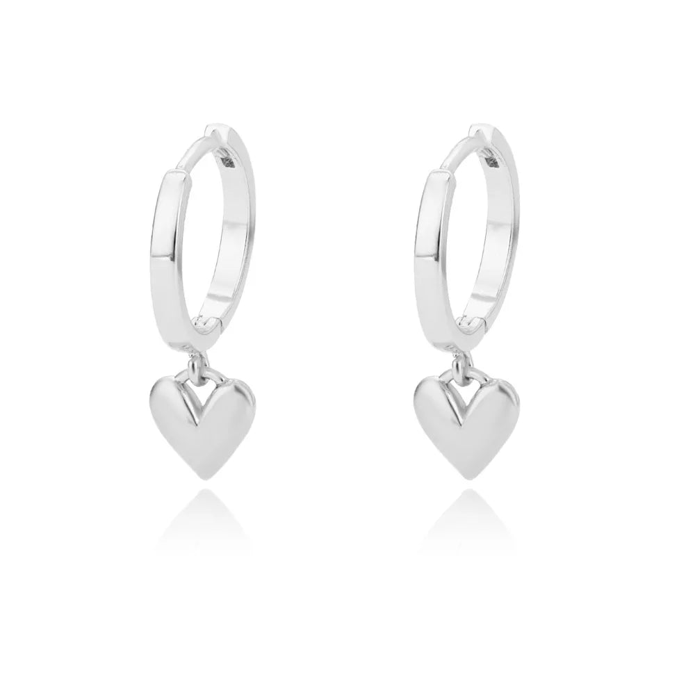 Delicate Heart Drop Huggie Hoop Earrings