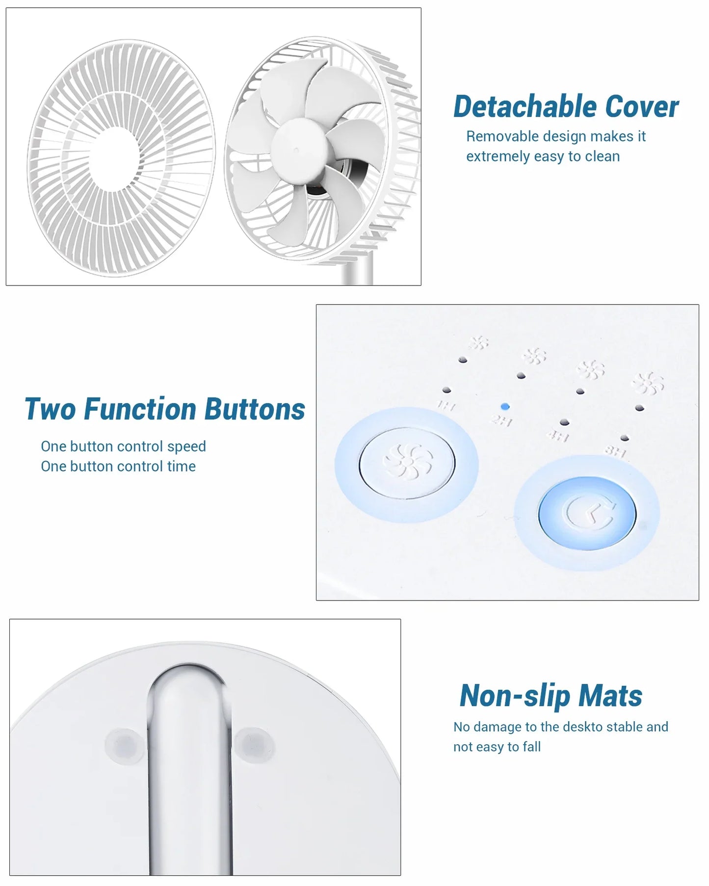 Compact Rechargeable USB Table Fan